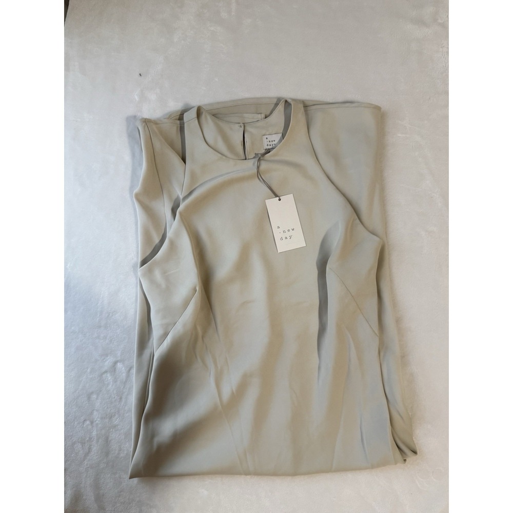 NWT MSRP $28 A New Day Women Sleeveless Silky Maxi Dress Cream Size XS Back Slit